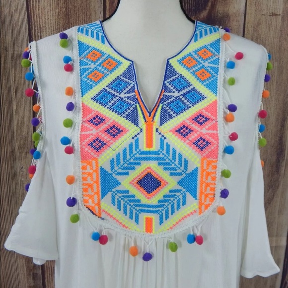 Velzera Embroidered Pom Pom Cruise Dress Cover Up - Picture 6 of 8